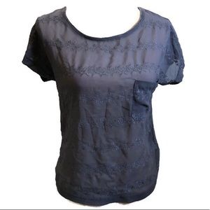 Anthropologie Kimchi Blue sheer eyelet lace tee